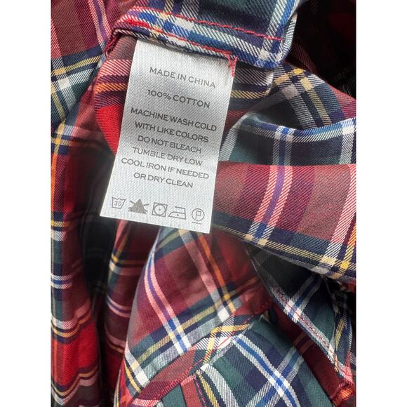 Hill House Caroline Nap Dress Red Green Plaid Ruffled Smocked Short Sleeve Sz S - Picture 4 of 6